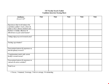 find the best score sheet research | faculty search template