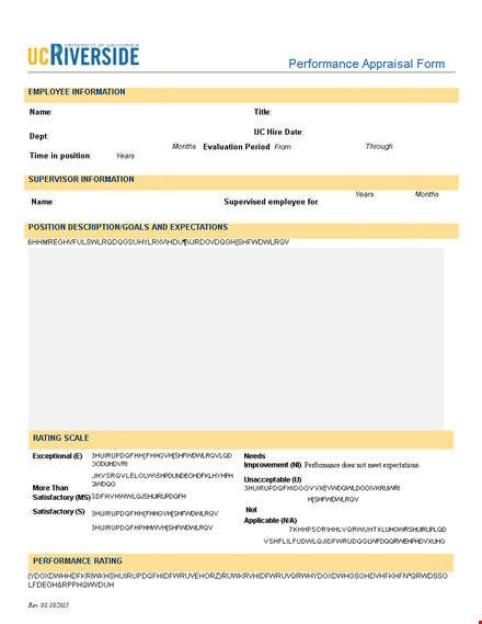 employee performance appraisal form template