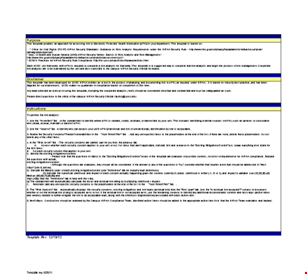 risk analysis template | security and hipaa risk analysis template