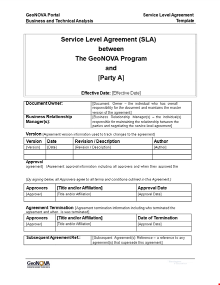 professional service agreement template - customizable & easy-to-use | geonova portal template