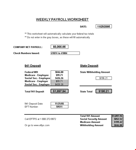 payroll template - simple & efficient | track social, amount, state, deposit, medicare template