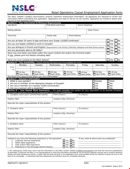 retail sales job application form | apply for sales positions easily template