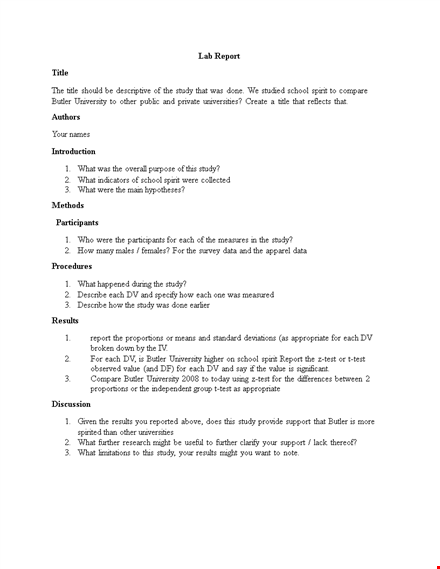 lab report template - improve your study results template