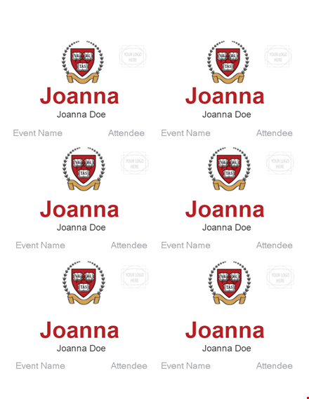 custom name tag template for events | personalized for joanna and attendees template