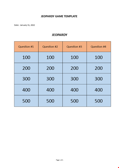 jeopardy game  template