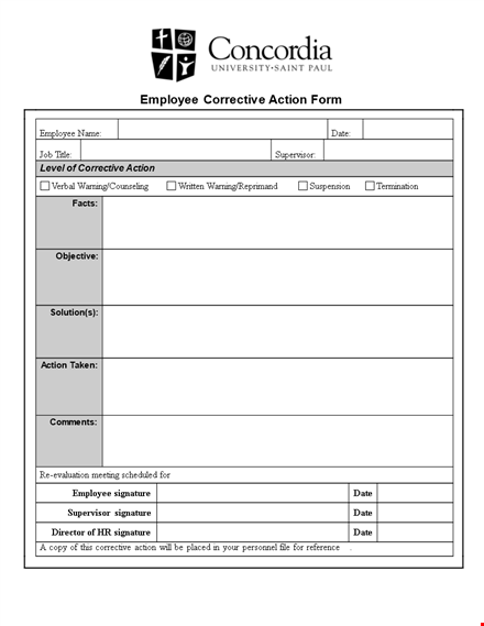 corrective disciplinary action form for employees - streamline the process template