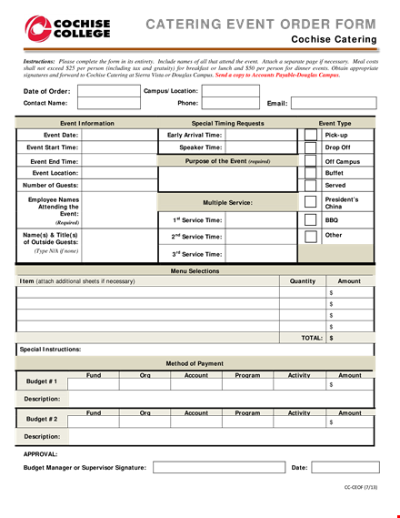 catering event template