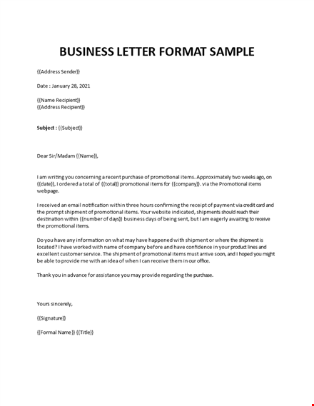business letter format sample template