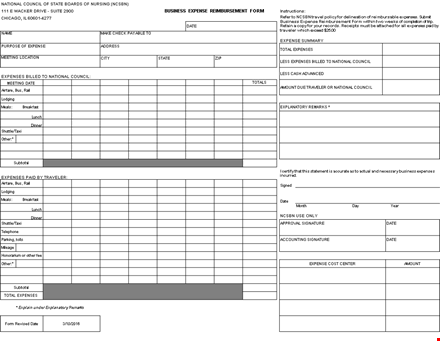 national council reimbursement form | submit expenses today template