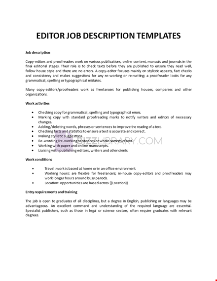 job description editor template