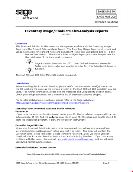 product sales inventory report template