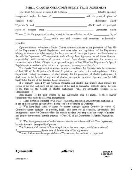 create a trust agreement that aligns with your charter | operator template