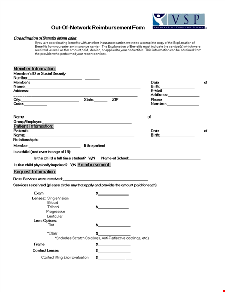 submit a reimbursement form to receive member benefits | company name template
