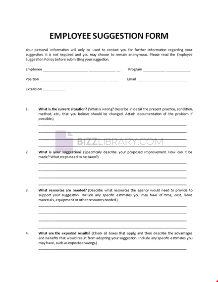 employee suggestion form template
