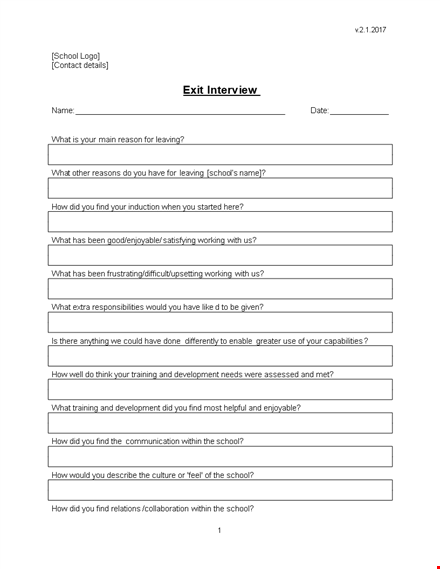 effective exit interview template for schools and workplaces template
