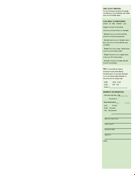 printable girl scout registration form and membership for a global network template