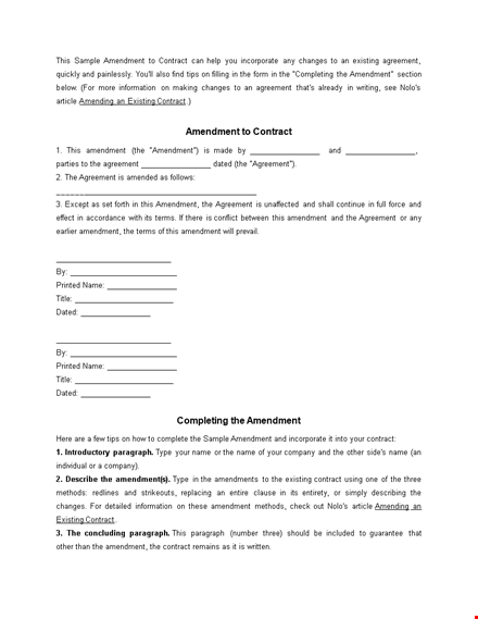 effective contract amendments | modify your agreements template