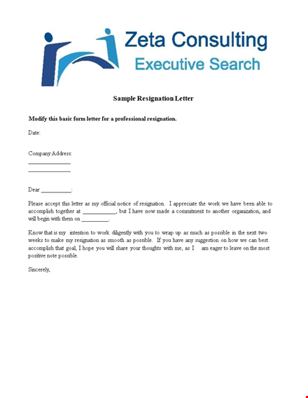 corporate consultant resignation letter template