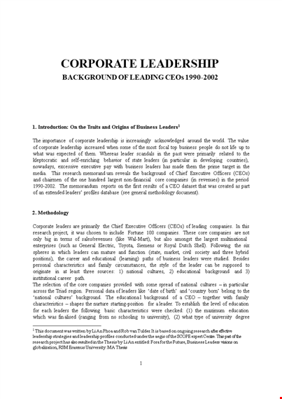 corporate leadership philosophy example template