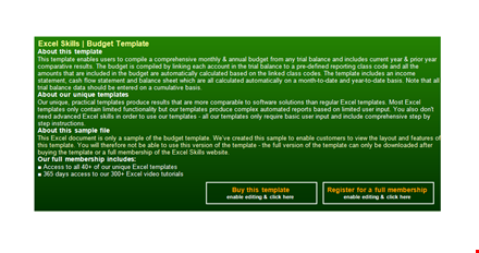 company monthly budget template template