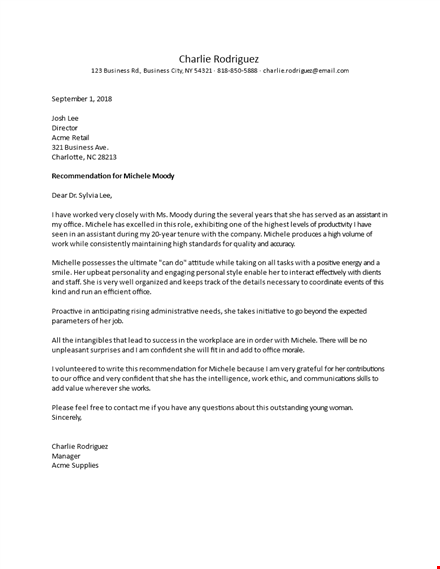 office manager recommendation letter template | rodriguez, charlie, michele template