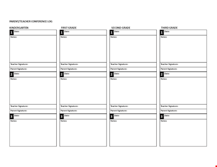 kindergarten parent contact log template