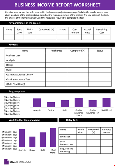 business income report worksheet template