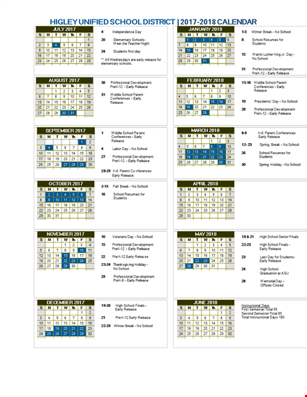 district school calendar in word template