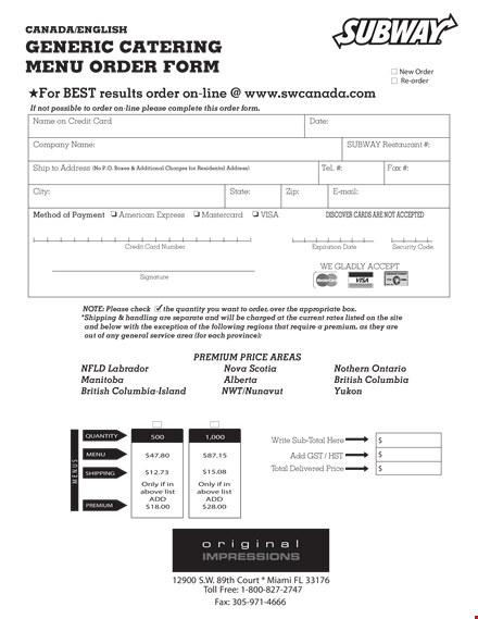 generic catering order template