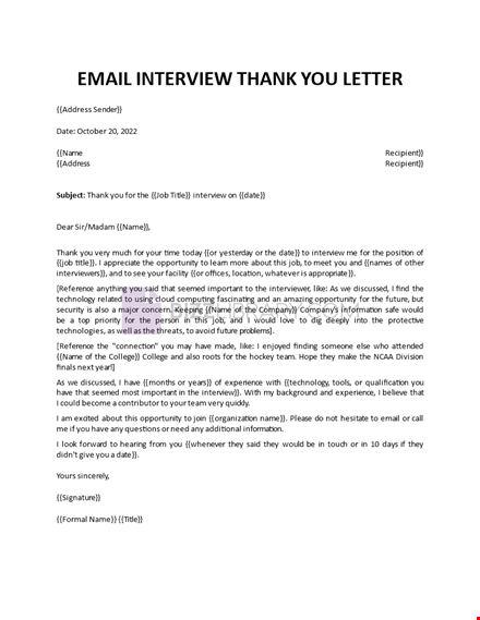 email interview thank you letter template