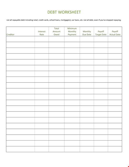 monthly debt snowball spreadsheet to track and pay loans template