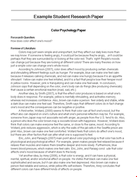 research paper template: example for school in color template