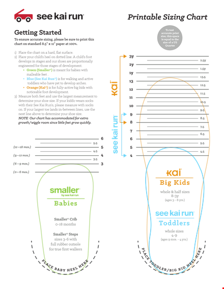 printable baby shoe size chart - find the perfect fit for your little one template