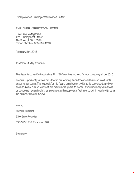 employment verification letter - sample proof of employment letter | elite template