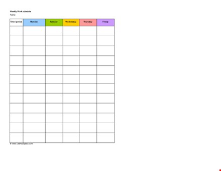 weekly employee schedule template template