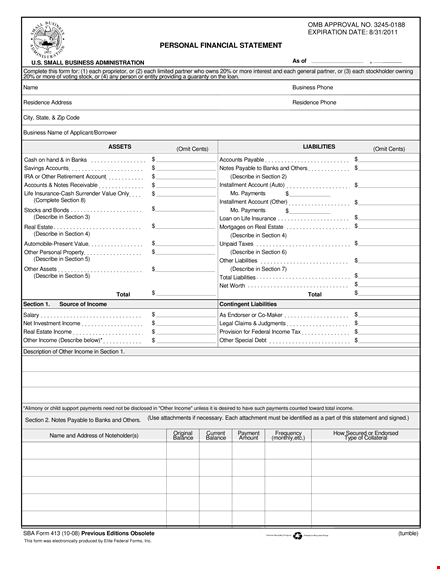 create a complete personal financial statement with our easy-to-use template template