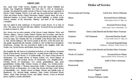 customize your obituary with a word template - brown county, reverend, montezuma & macon template