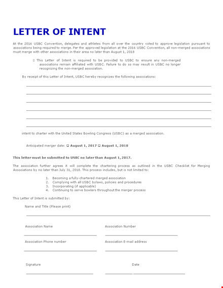 effective letter of intent for associations template
