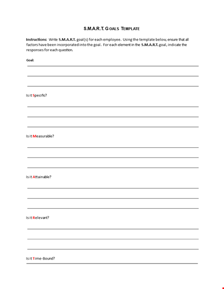 smart goals template for employees template