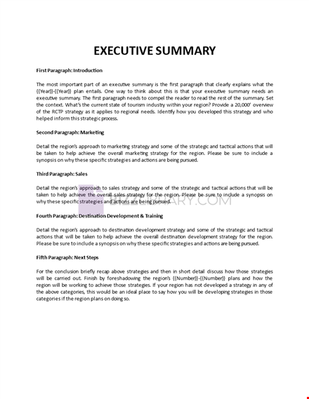 executive summary paragraph template template