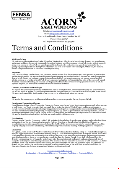 effective terms and conditions template for windows | acorn | parking template