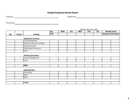 employee activity report - accurate and detailed employee reports template