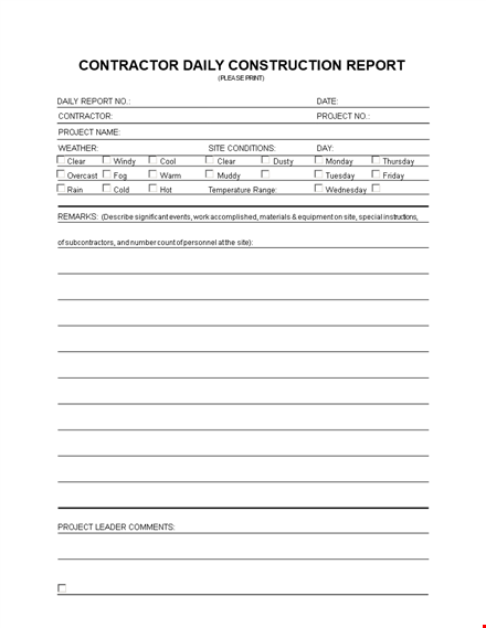 construction daily construction report template