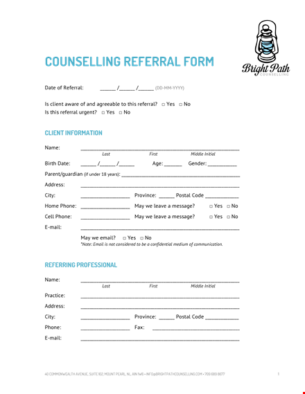 counselling referral form template - easy client referral process by phone template