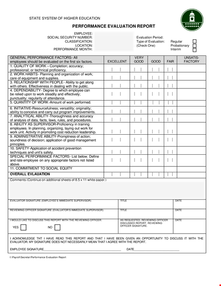 employee performance report | rating analysis template