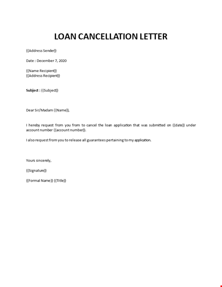 loan cancellation letter template