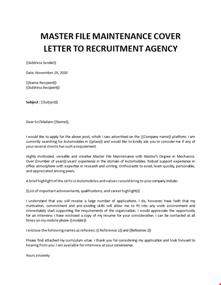 cover letter for maintenance technician template