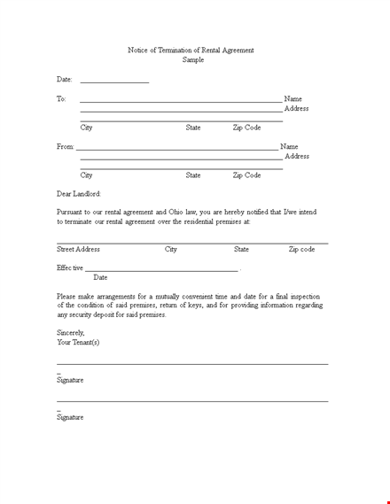 rental agreement termination letter template pdf download template