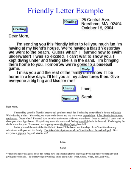 friendly letter format to mom template