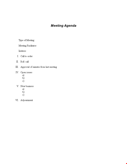 formal agenda template in word template